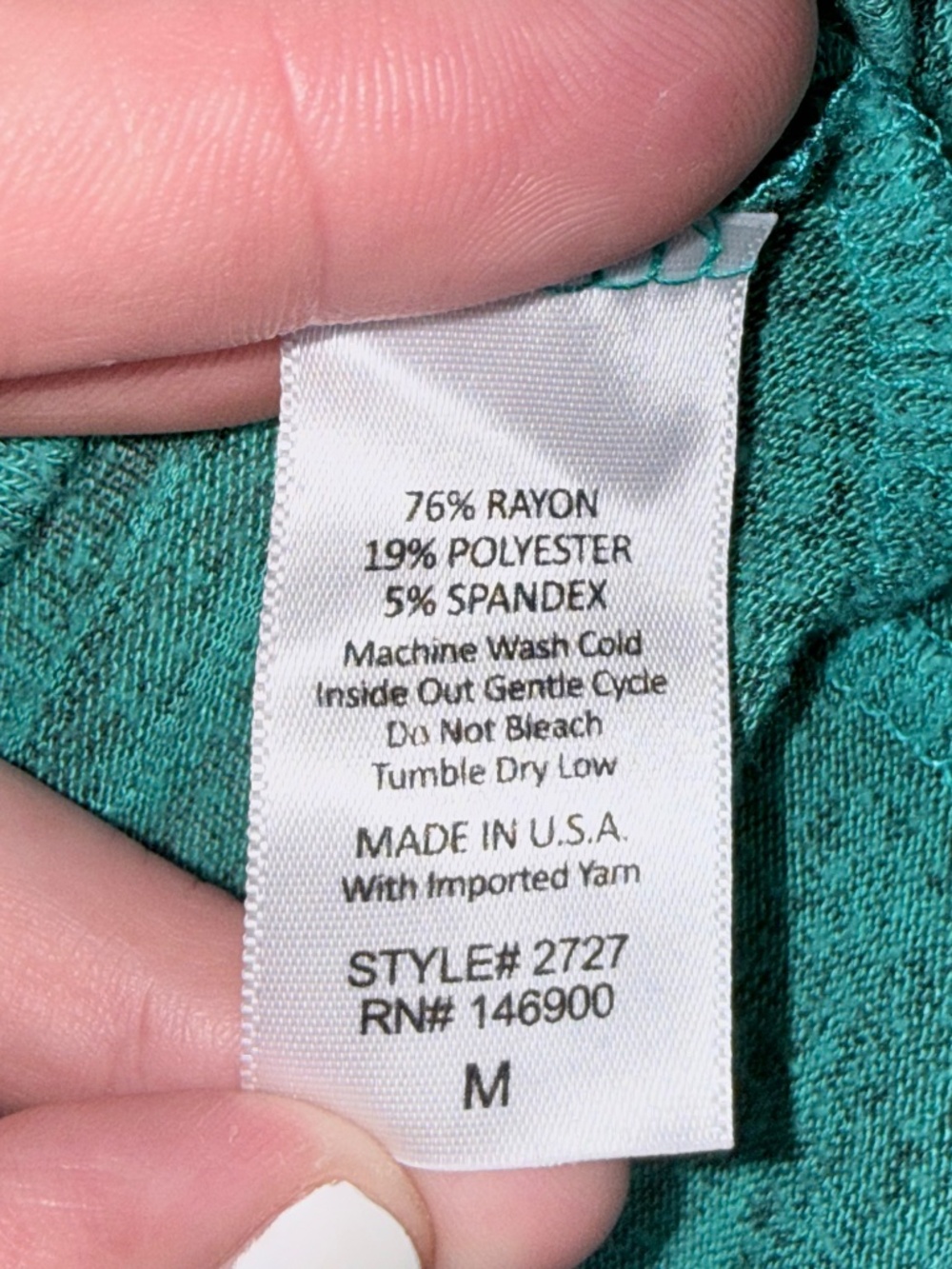 Market & Spruce Teal Marled Knit Curved Hem Tee M - Picture 3 of 4
